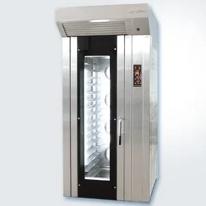 Sinmag Rotary Rack Oven RV1 with rotating trolley for commercial bread and pastry baking