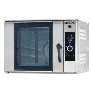 Sinmag SM2-704E 4-tray convection oven for uniform baking of bread, rolls, and pastries in commercial bakeries