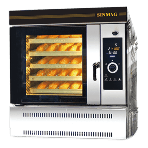 Industrial SM-705G 5-tray gas convection oven ensuring precise and efficient bakery production