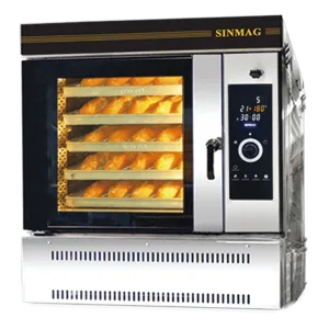 Industrial SM-705G 5-tray gas convection oven ensuring precise and efficient bakery production